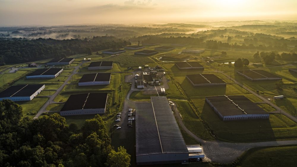 Aerial view of Four Roses Distillery with 16,000 FT commercial fencing, Lawrenceburg KY